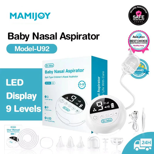 MAMIJOY  Baby Nasal Aspirator Electric Nose Cleaner with Built-In Music & Night Light Rechargeable Nose Booger Sucker for Babies