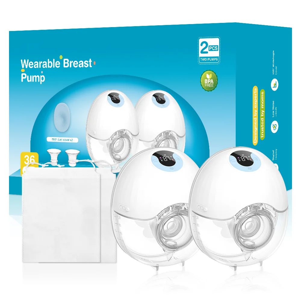 MAMIJOY 2PCS Wearable Breast Pump 4 Modes & 36 Levels Portable Electric Breast Pumps Comfort Milk Collector Hands Free Low Niose
