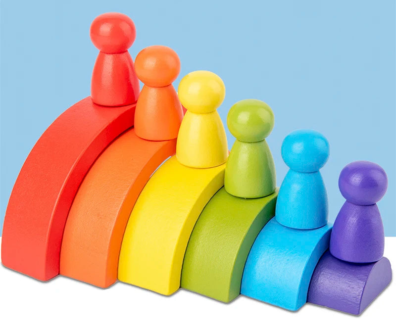 DIY children's wooden rainbow toy creative wood rainbow stacked balance blocks baby toy Montessori educational toys for children
