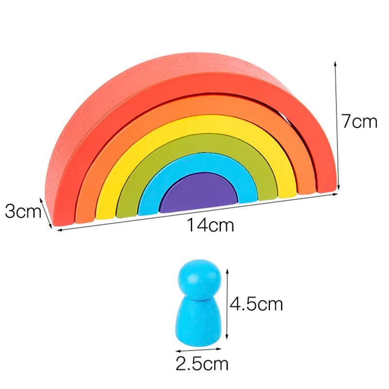 DIY children's wooden rainbow toy creative wood rainbow stacked balance blocks baby toy Montessori educational toys for children