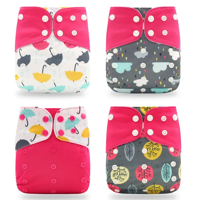 Happyflute New Desig Hot Sale 4Pcs OS Pocket Diaper Washable&Reusable Absorbent Ecological Diaper Cover Adjustable Baby Nappy