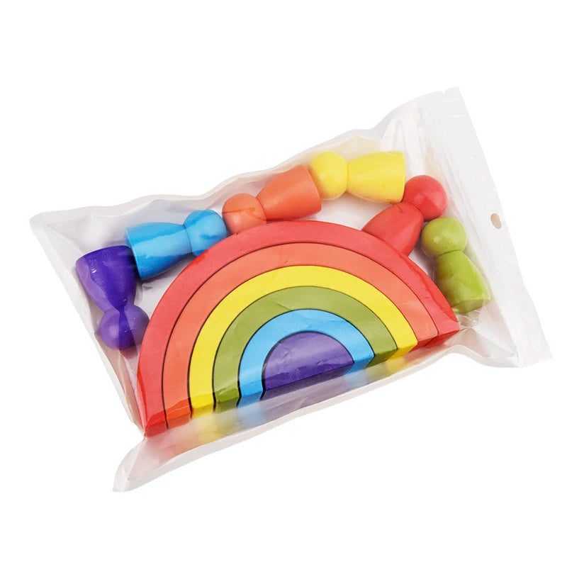 DIY children's wooden rainbow toy creative wood rainbow stacked balance blocks baby toy Montessori educational toys for children