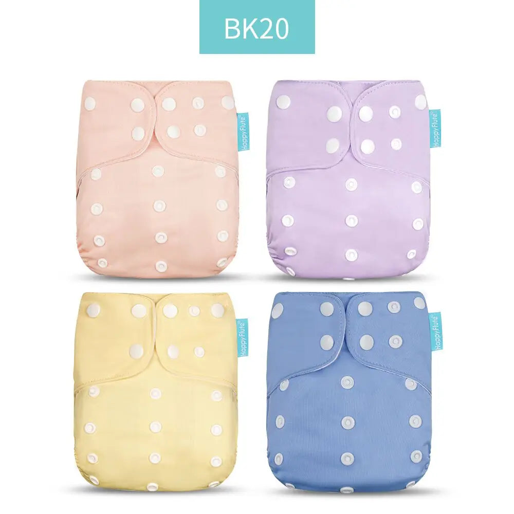 Happyflute New Desig Hot Sale 4Pcs OS Pocket Diaper Washable&Reusable Absorbent Ecological Diaper Cover Adjustable Baby Nappy