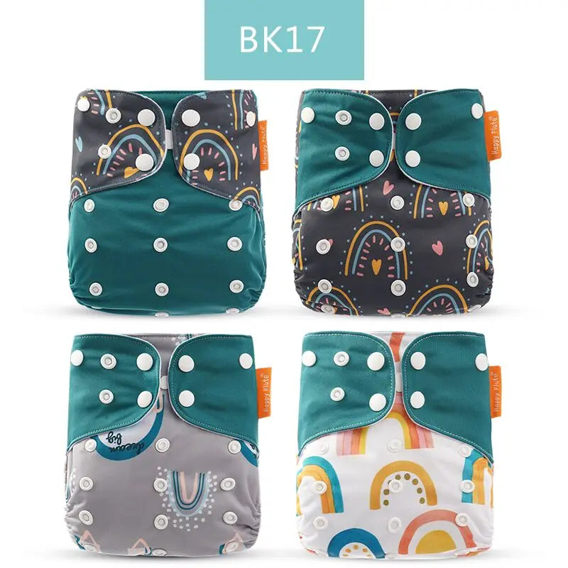 Happyflute New Desig Hot Sale 4Pcs OS Pocket Diaper Washable&Reusable Absorbent Ecological Diaper Cover Adjustable Baby Nappy
