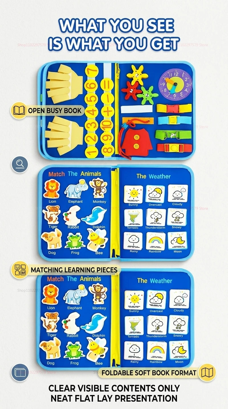 New Busy Board Montessori Toys for Toddler Busy Book Sensory Preshool Early Education Learning Fine Motor Skills Toys For Kids