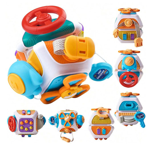 10 in 1 Baby Busy Board Cube Montessori Sensory Toys for Toddler Educational Learning Activities Travel Fine Toy Motor Skill