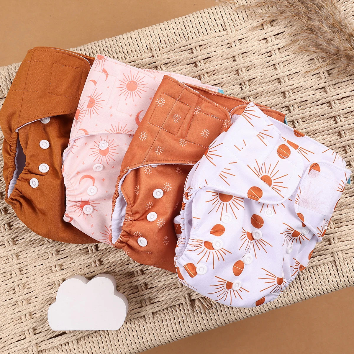 Happyflute New Desig Hot Sale 4Pcs OS Pocket Diaper Washable&Reusable Absorbent Ecological Diaper Cover Adjustable Baby Nappy