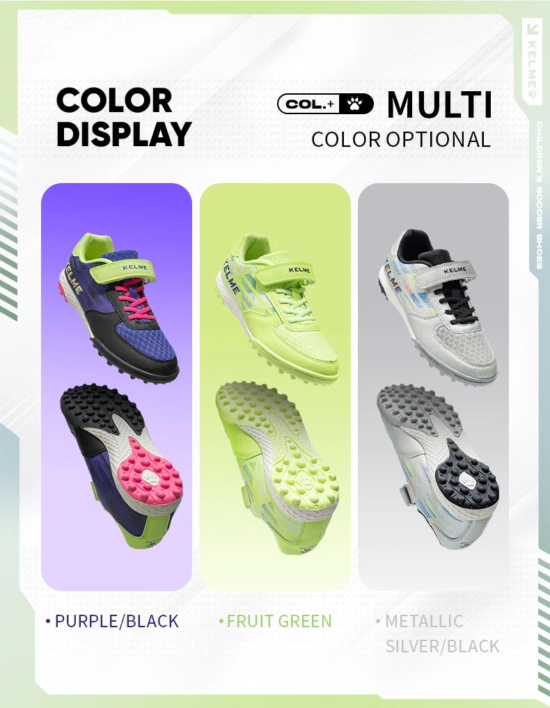 KELME Children's Football Boot  Boys And Girls TF Soccer Shoes Artificial Grass Anti-Slippery Youth AG Sports Training Shoes