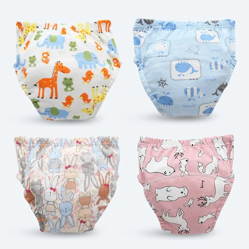 Keilly nannies Reusable Soft Cotton Baby Breathable Diapers Pee Shorts Toddler Potty Training Pants Underwears for Boys & Girls Baby Nappies