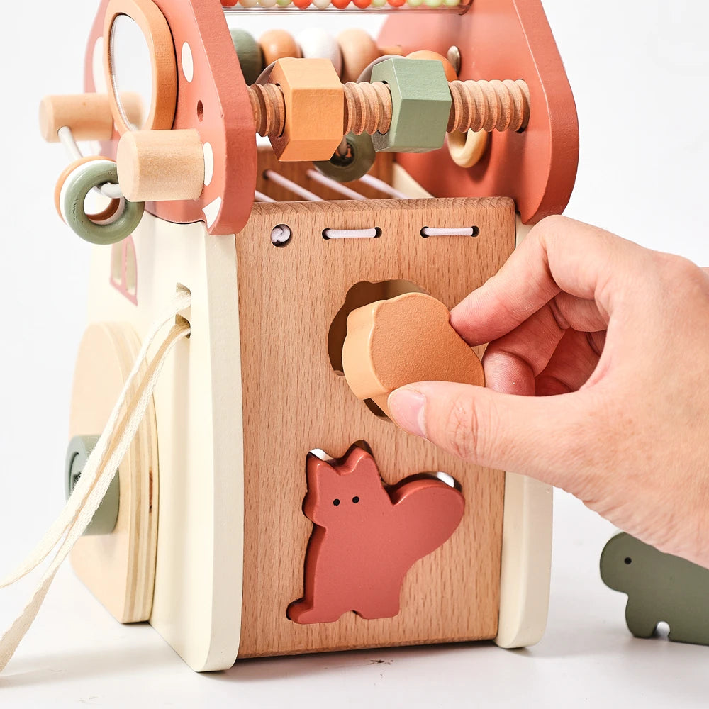 Montessori Five-in-one Toy Wooden Mushroom Baby Puzzle Toy Multi-Functional Sensory Development Early Education Toys Child Gift