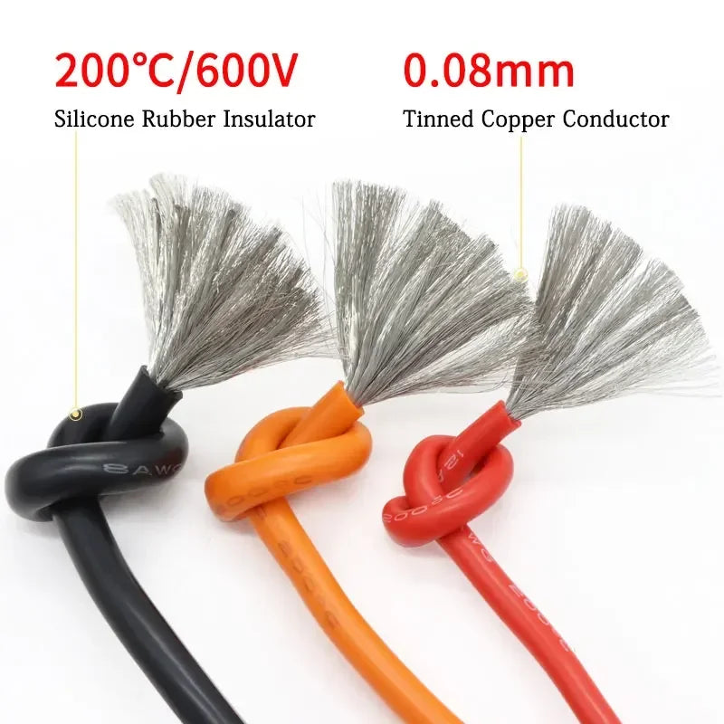 （5 Colors Mix Kit）Heat Resistant Flexible Silicone Wire 30/28/26/24/22/20/18/16AWG Stranded Cable Electrical Tinned Copper Wires