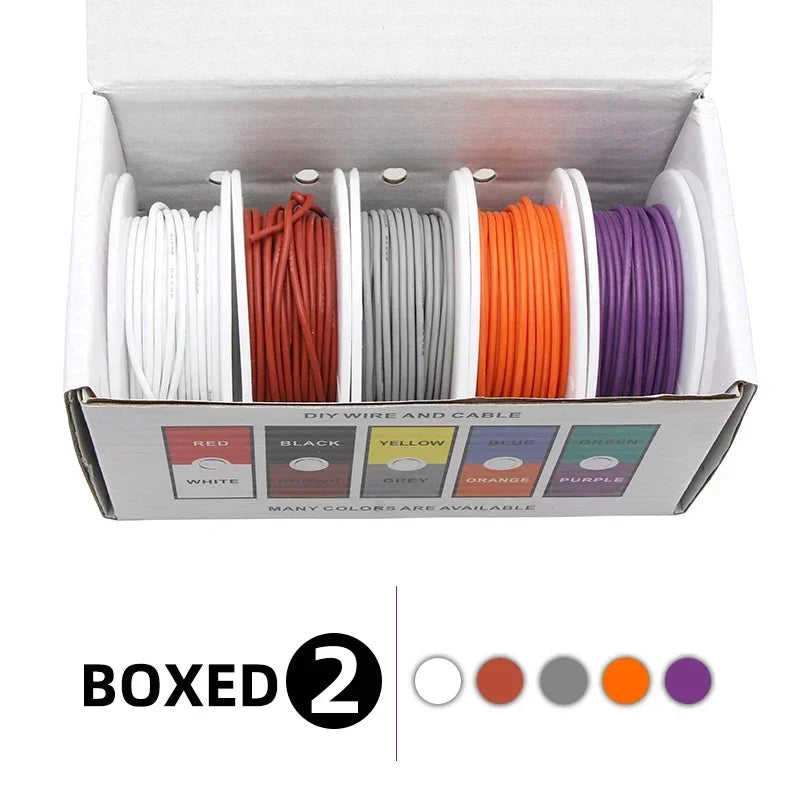 （5 Colors Mix Kit）Heat Resistant Flexible Silicone Wire 30/28/26/24/22/20/18/16AWG Stranded Cable Electrical Tinned Copper Wires