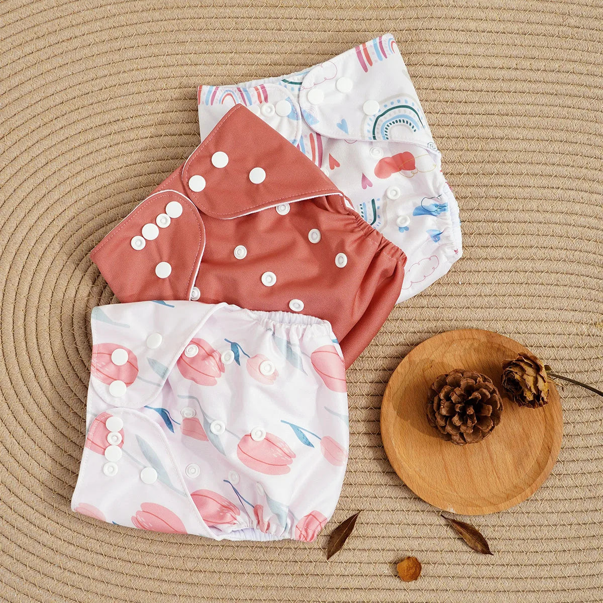 Elinfant 3PCS Washable One Size Cloth Diaper Waterproof Reusable Cloth Diaper For 3-15kg Baby