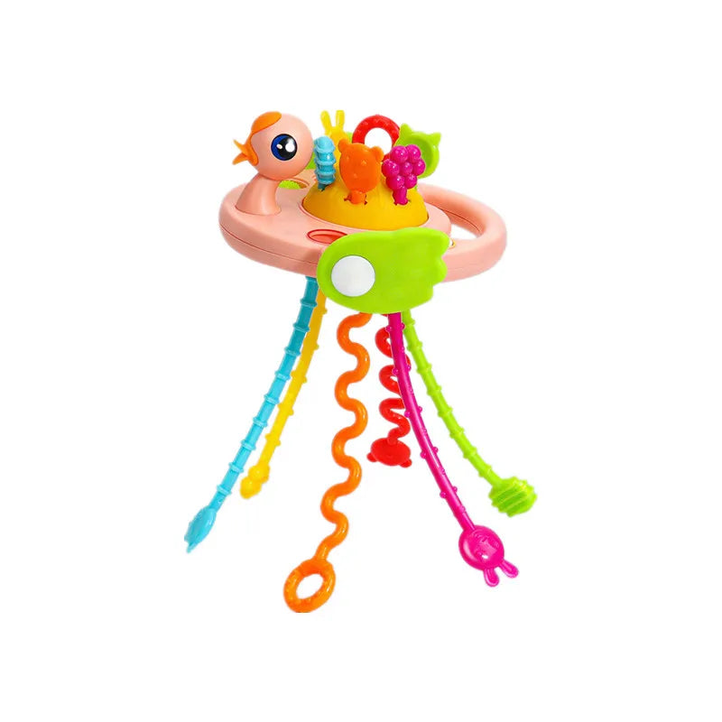 Activity Development Pull String Toys Silicone Teething Rattle Educational Learning Toy Baby Sensory Montessori Toys 6 12 Months