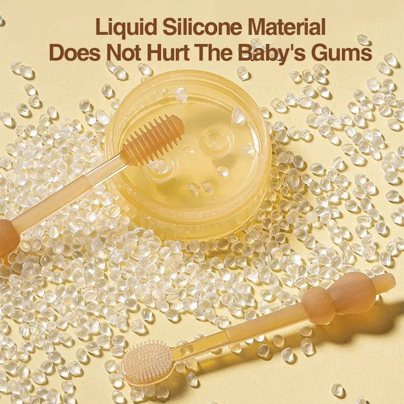 MAMIJOY 3-In-1 Baby Silicone Tongue Brush Infant Toddler Oral Care Toothbrush Training Teeth Brush with Cover BPA Free BY11