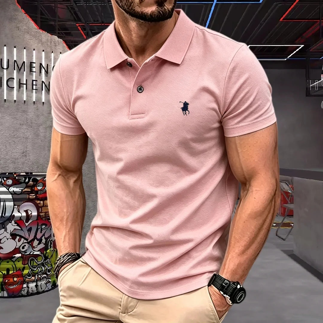 100% pure cotton 2026 high-end brand men's short sleeve polo shirt summer fashion luxury pony embroidery golf top casual T-shirt