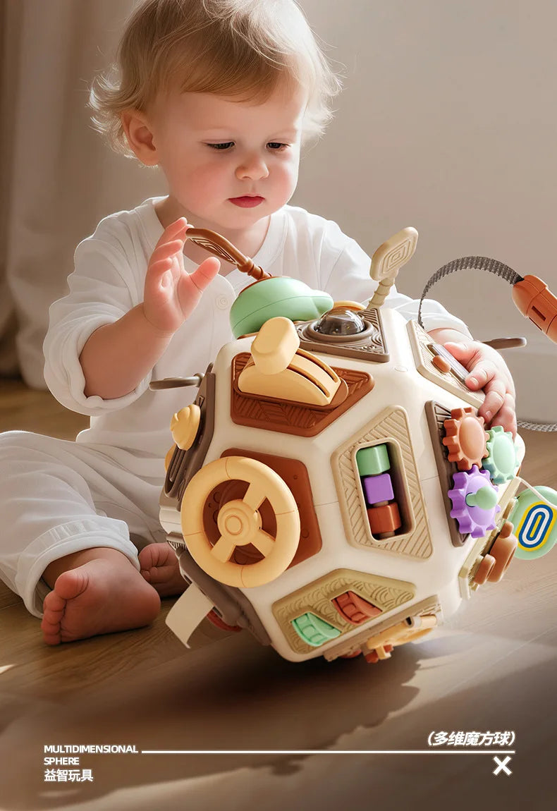 Montessori Baby Busy Board Cube Sensory Toys Toddler Educational Travel Lock Box Fine Motor Skill Learning Activity Toy