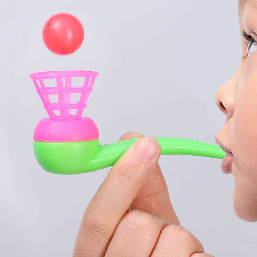 2-8pcs Colorful Plastic Tube Blow Ball Children's Puzzle Toys Classic Magic Floating Blow Ball Toys Baby Balance Training Game