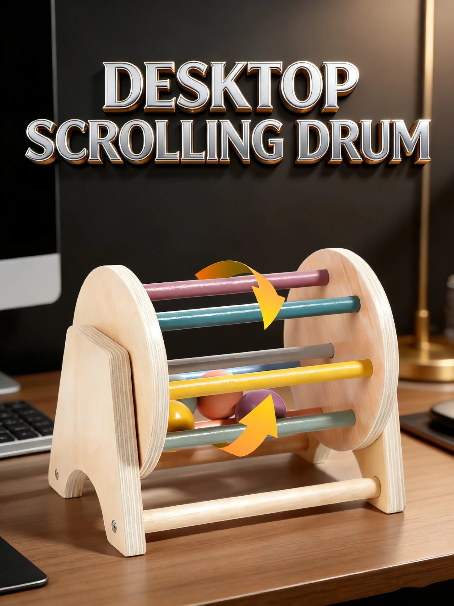 Desktop Scrolling Drum Premium Wooden Sensory Toy Smooth Rolling Beads Durable Design Perfect Educational Play Toddlers Aged