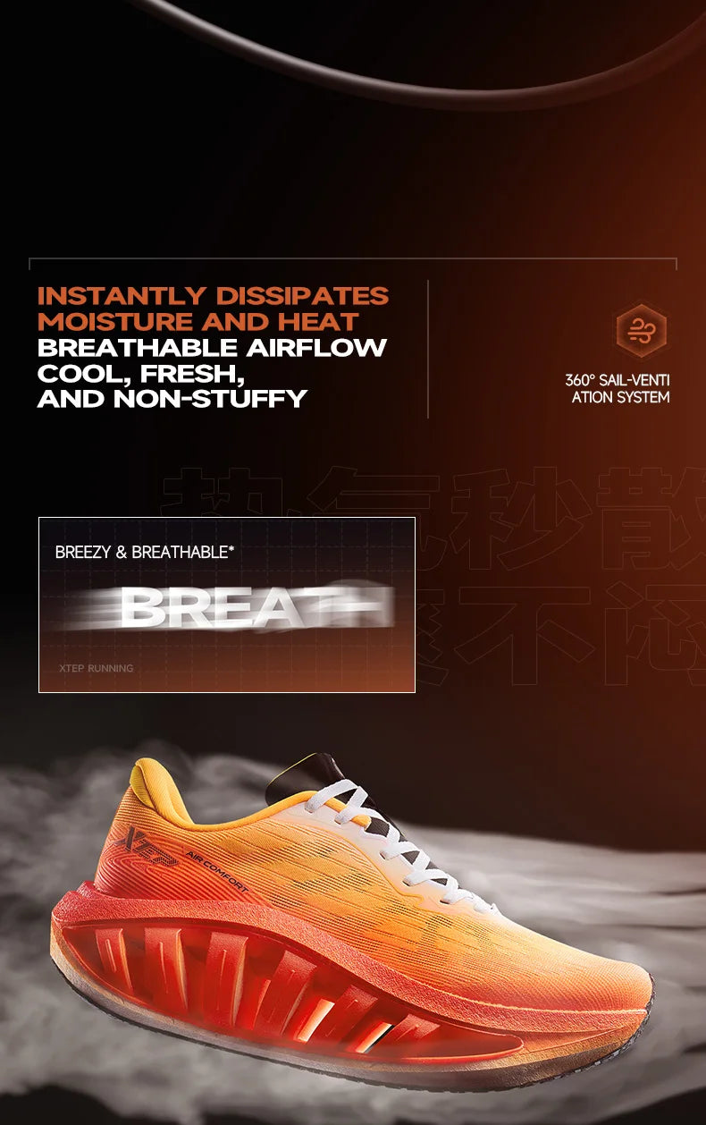 Xtep Light Boat MAX Male Lightweight Rebound Height-Increasing Stronger Propulsive Force Running Shoes 874219110095