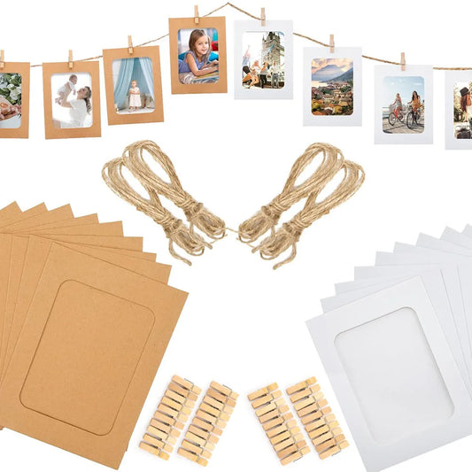 2M 5/6inch Kraft Paper 12 Months Photo Garland with clothespins for photo Picture Banner Birthday Entertainment 6 Years