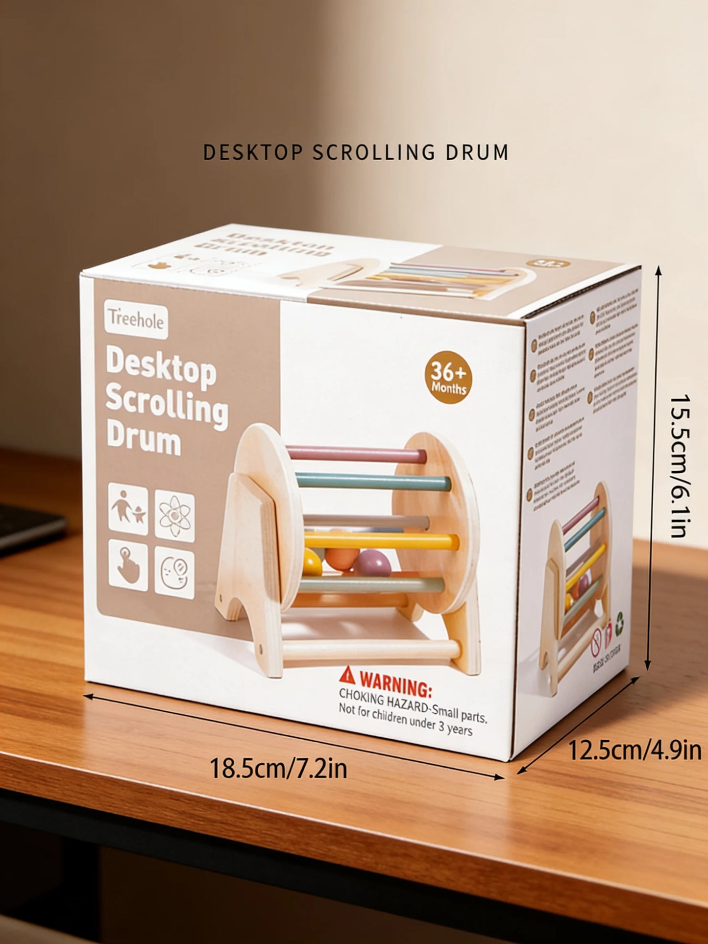 Desktop Scrolling Drum Premium Wooden Sensory Toy Smooth Rolling Beads Durable Design Perfect Educational Play Toddlers Aged