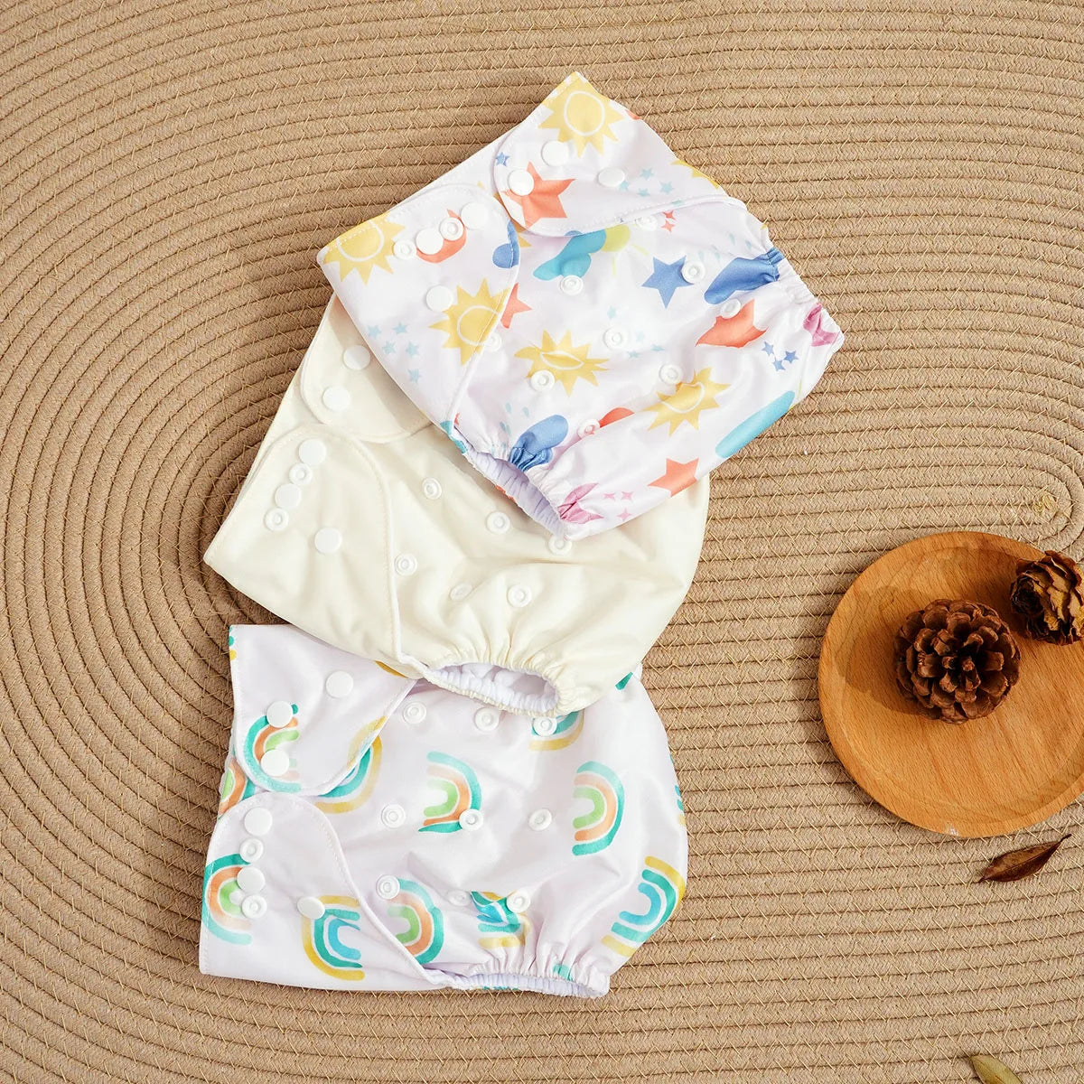 Elinfant 3PCS Washable One Size Cloth Diaper Waterproof Reusable Cloth Diaper For 3-15kg Baby
