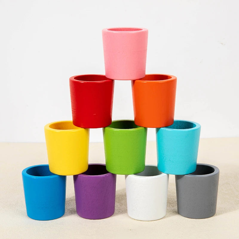 Montessori Wooden Toy Color Cups Matching Sorting Cognition Game Training Early Education Learning Educational Toys For Children