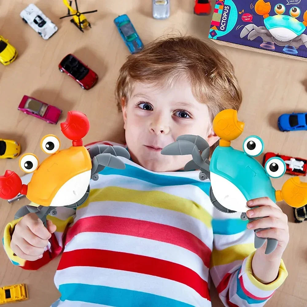 Fun Crab Toy Children Crawling Avoiding Obstacles Electronic Pet With Music Baby Walking Toy Without Battery