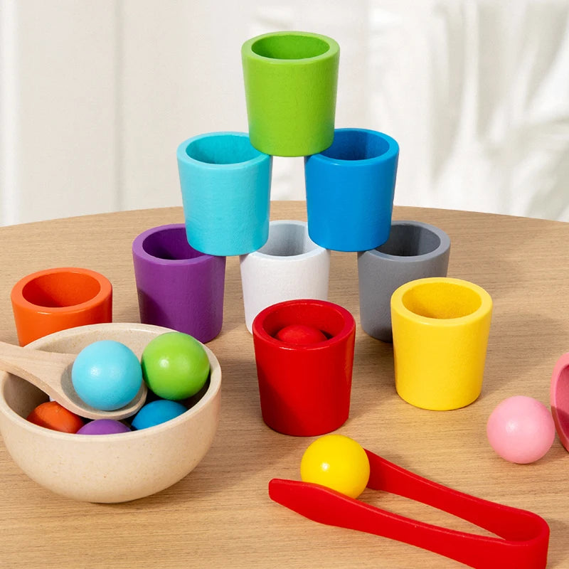 Montessori Wooden Toy Color Cups Matching Sorting Cognition Game Training Early Education Learning Educational Toys For Children