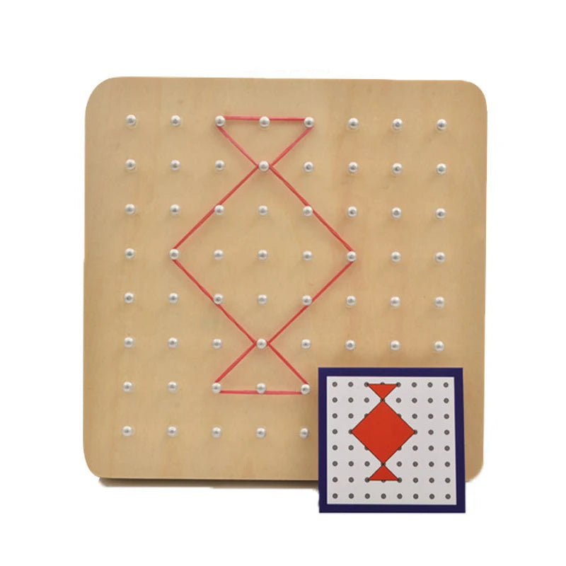 Montessori Baby Creative Toy Graphics Rubber Tie Nail Boards with Cards Childhood Education Preschool Kids
