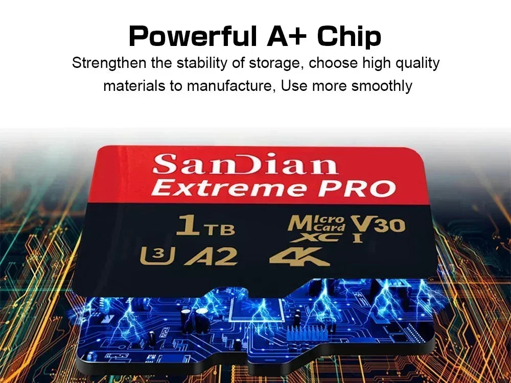 Class 10 U3 V30 Waterproof Memory SD Cards with USB Adapter 128GB 512GB High Speed Micro TF/SD Card for Phone Laptop Camera