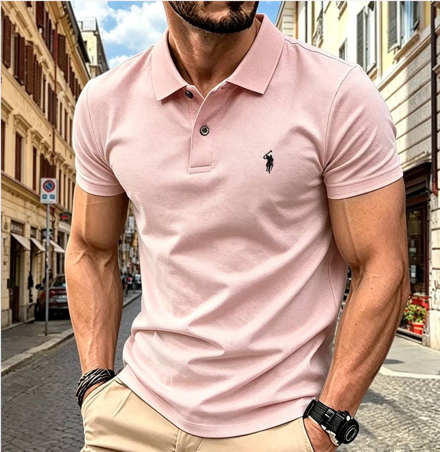 2026 summer  high-end brand men's short sleeve polo shirt 2026 summer luxury fashion pony embroidery golf top casual T-shirt