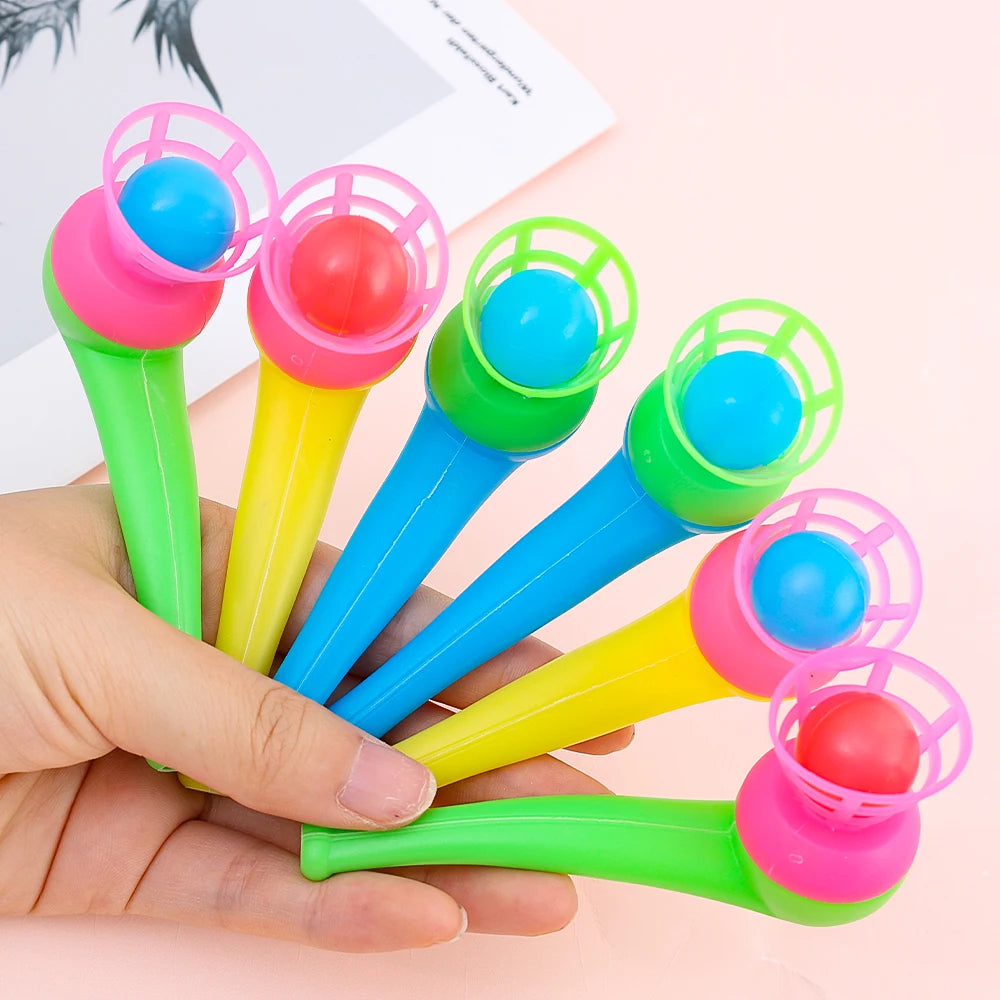 2-8pcs Colorful Plastic Tube Blow Ball Children's Puzzle Toys Classic Magic Floating Blow Ball Toys Baby Balance Training Game