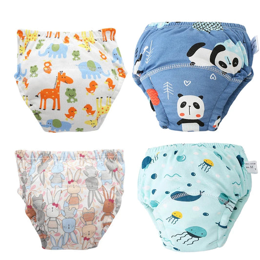Reusable Soft Cotton Baby Breathable Diapers Pee Shorts Toddler Potty Training Pants Underwears for Boys & Girls Baby Nappies