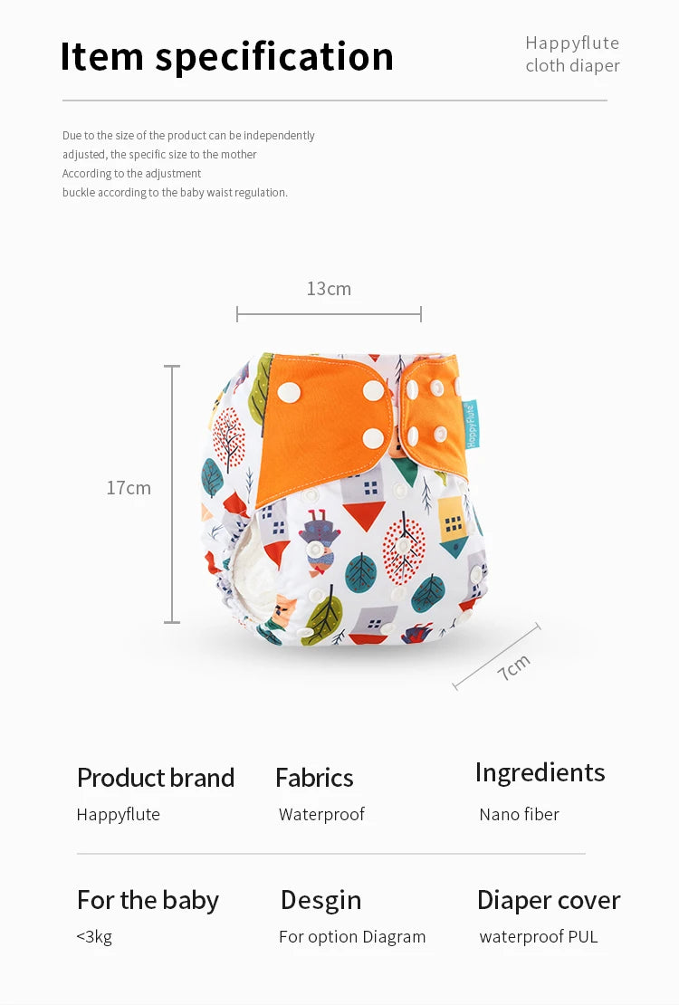Happyflute New Desig Hot Sale 4Pcs OS Pocket Diaper Washable&Reusable Absorbent Ecological Diaper Cover Adjustable Baby Nappy