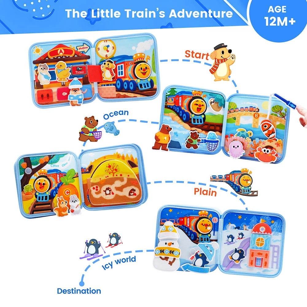 Montessori Toy Busy Board Giraffe Busy Book Preschool Learning Educational Quiet Book Sensory Travel Toy for Baby 3 4 5 6 Ages
