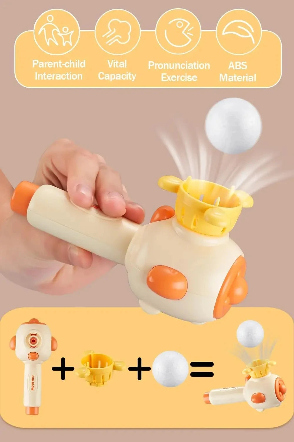 Montessori Toy for Kids with Whistle Ball Blowing Floating Blow Pipe Ball Three in One Sensory Fine Motor Skills Educational Toy