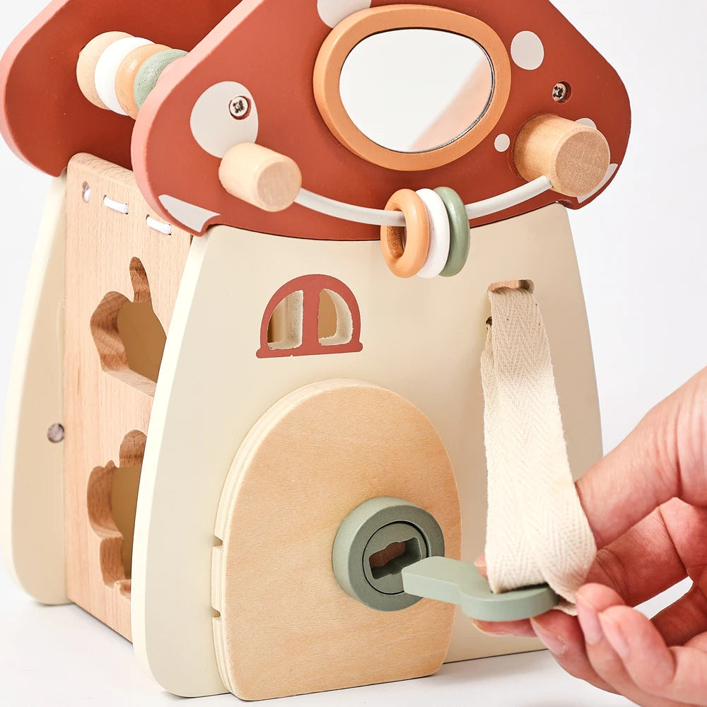 Montessori Five-in-one Toy Wooden Mushroom Baby Puzzle Toy Multi-Functional Sensory Development Early Education Toys Child Gift