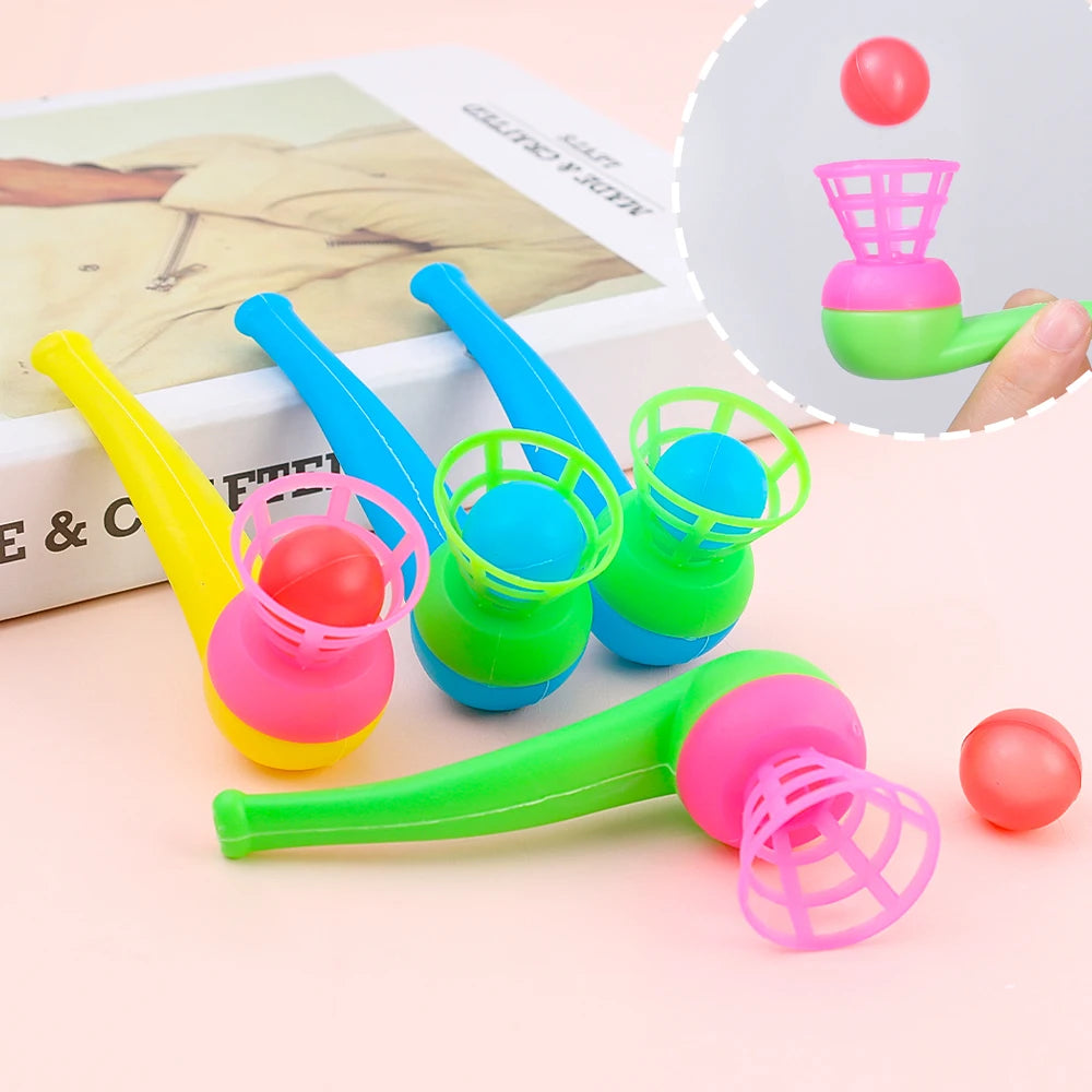 2-8pcs Colorful Plastic Tube Blow Ball Children's Puzzle Toys Classic Magic Floating Blow Ball Toys Baby Balance Training Game