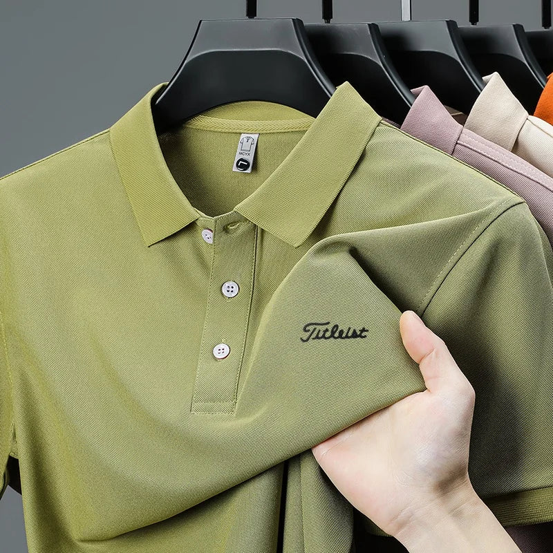 designer men's high quality brand short sleeves polo shirt lapel letter printing ventilate t-shirt business leisure men's wear
