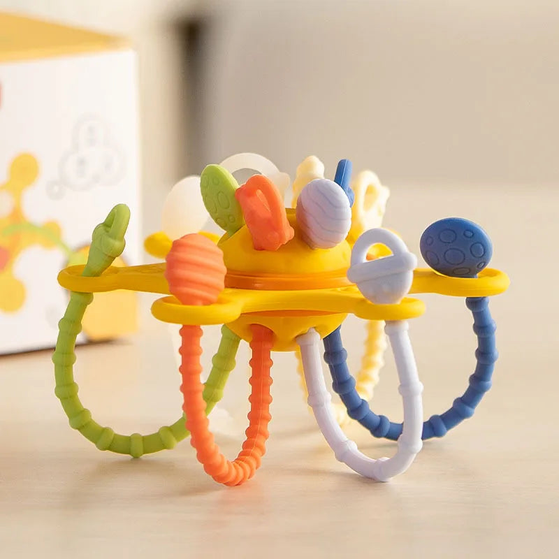Activity Development Pull String Toys Silicone Teething Rattle Educational Learning Toy Baby Sensory Montessori Toys 6 12 Months