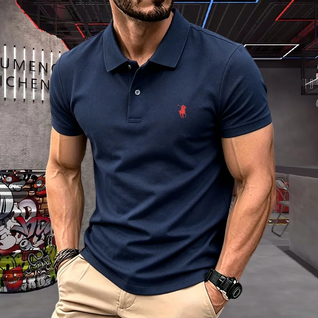 100% pure cotton 2026 high-end brand men's short sleeve polo shirt summer fashion luxury pony embroidery golf top casual T-shirt