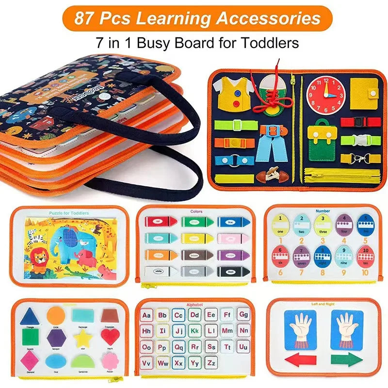 Montessori Busy Board for Ages 3-6 - Sensory Educational Toy for Early Learning & Fine Motor Skills Development
