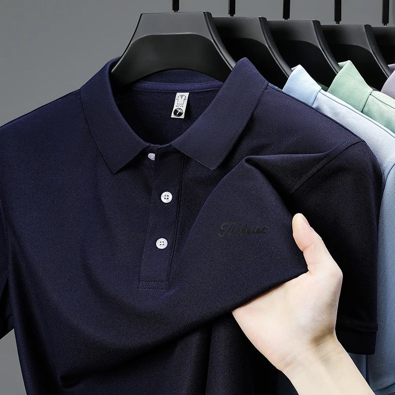 designer men's high quality brand short sleeves polo shirt lapel letter printing ventilate t-shirt business leisure men's wear