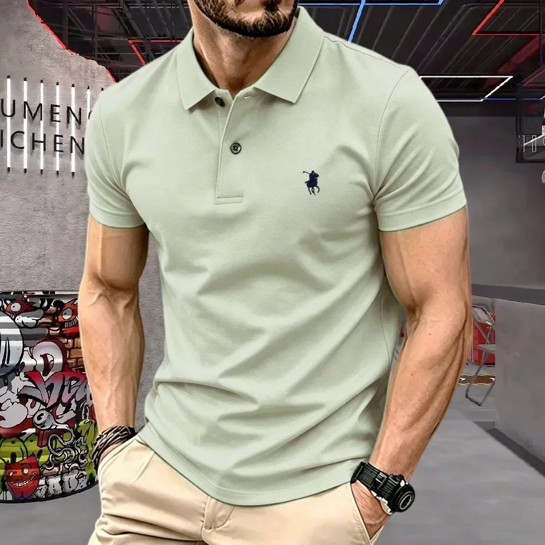 100% pure cotton 2026 high-end brand men's short sleeve polo shirt summer fashion luxury pony embroidery golf top casual T-shirt