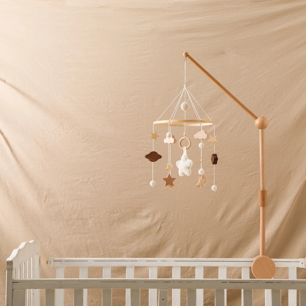 Mobile Wooden Bell Baby Toys 0-12 Months Rattle Toys Bed Newborn Crib mobile With Music Box Bed Bell Hanging Toys Crib Bracket