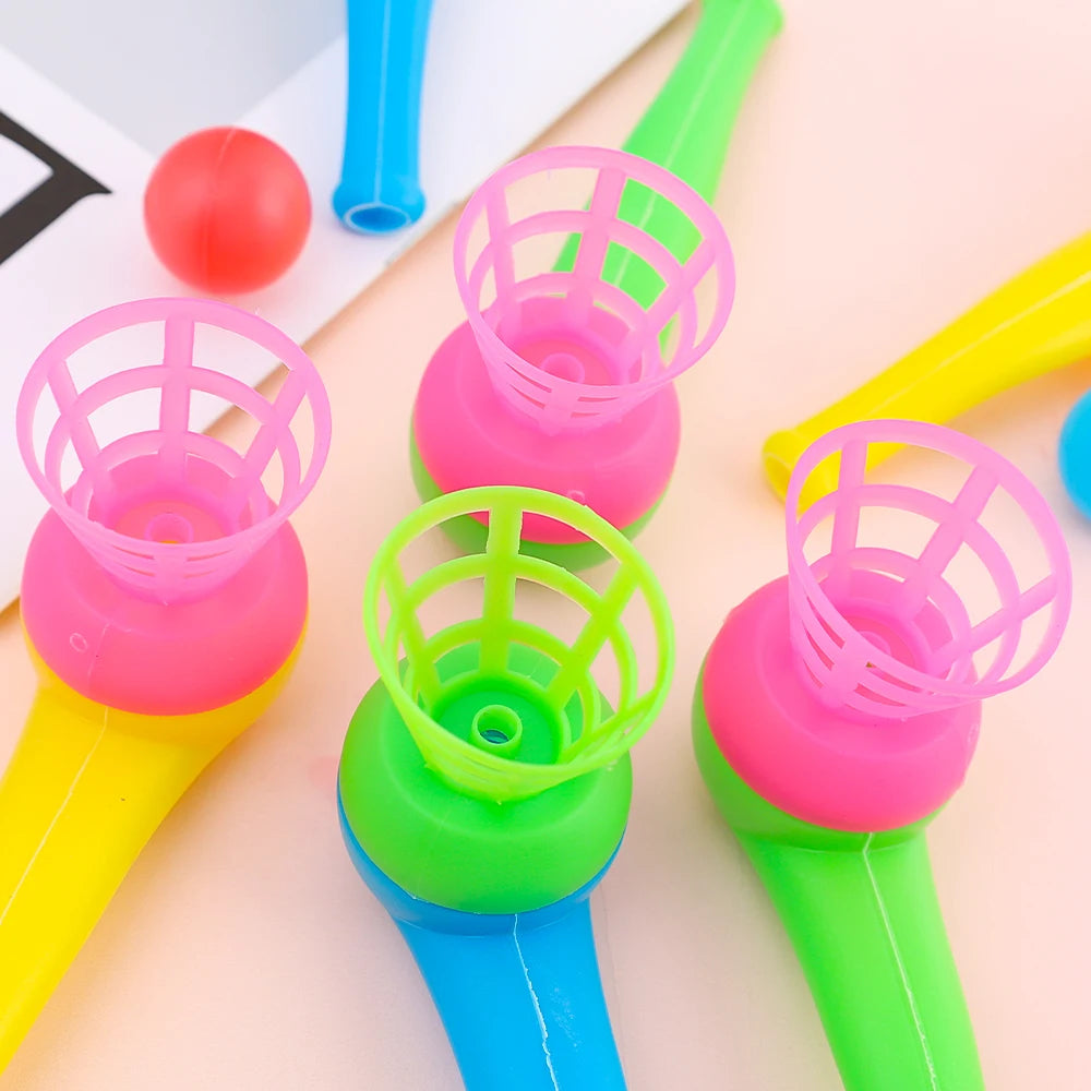 2-8pcs Colorful Plastic Tube Blow Ball Children's Puzzle Toys Classic Magic Floating Blow Ball Toys Baby Balance Training Game