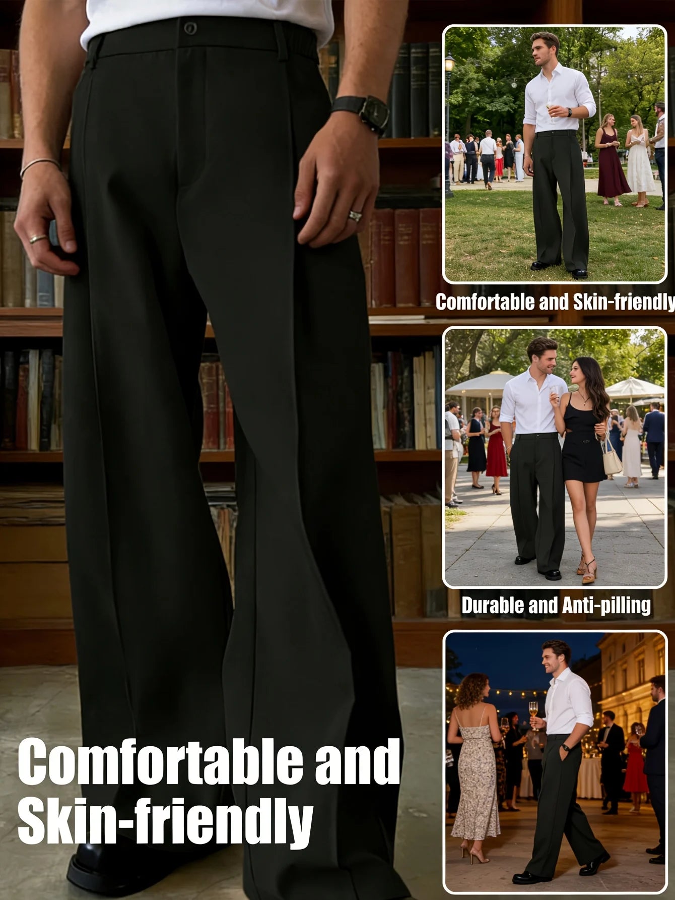FGKKS Men Pants Fashion Brand New Luxury Anti-pilling Straight Smart Casual Pants Male Black Business Anti Wrinkle Trousers