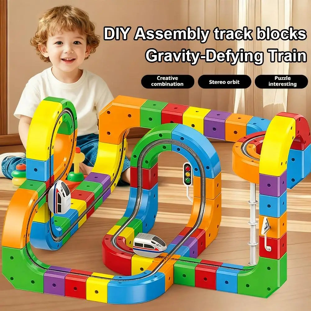 51/81/123PCS Magical Track Train USB Rechargeable 3D Building Tracks Cube Rails STEM Educational Toys Christmas Birthday Gift